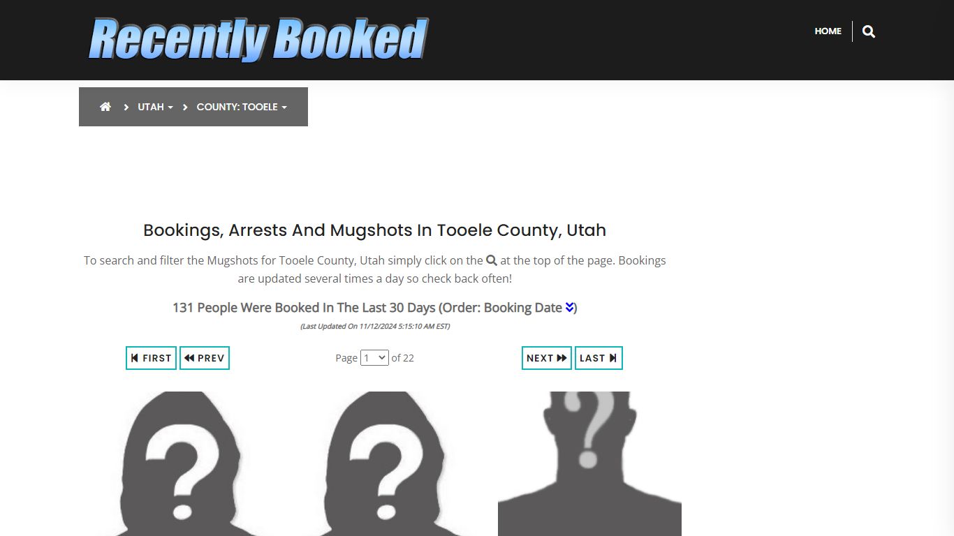 Bookings, Arrests and Mugshots in Tooele County, Utah - Recently Booked