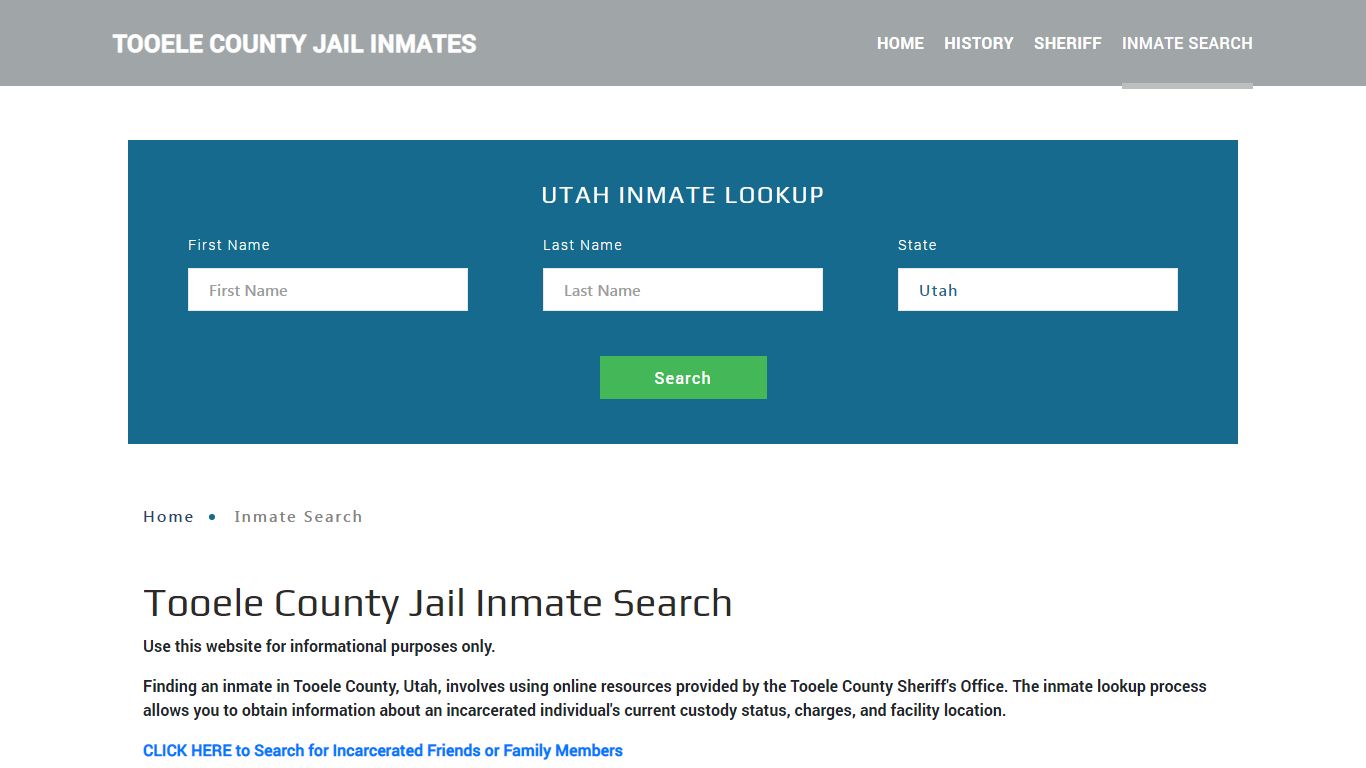 Tooele County, UT Detainee Lookup